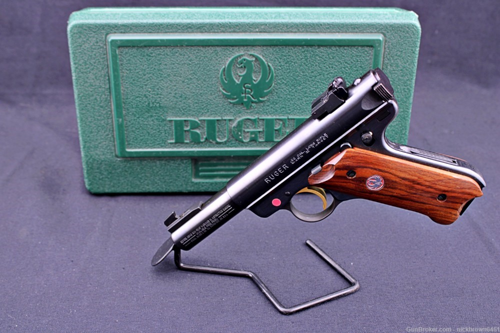 2003 LIPSEY'S EXCLUSIVE RUGER MK II 22 LR 4" BULL BARREL GOLD TRIGGER & BOX-img-1