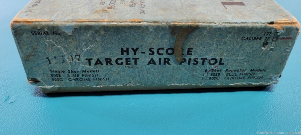 Hy-Score Model 802 Target Repeater Air Pistol .22 in Box + Provenance 938  -img-17