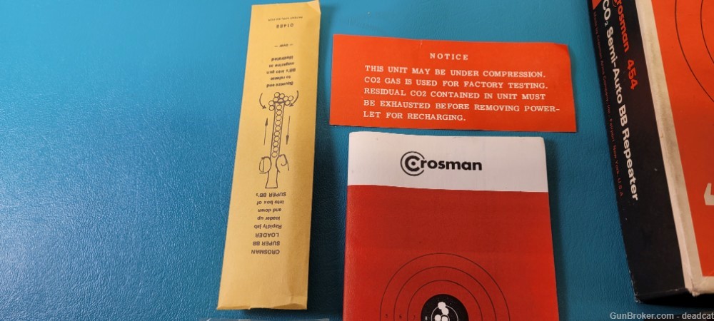 Vintage Crosman Model 454 BB CO2 Air Pistol Box Paperwork Provenance 1159-img-2
