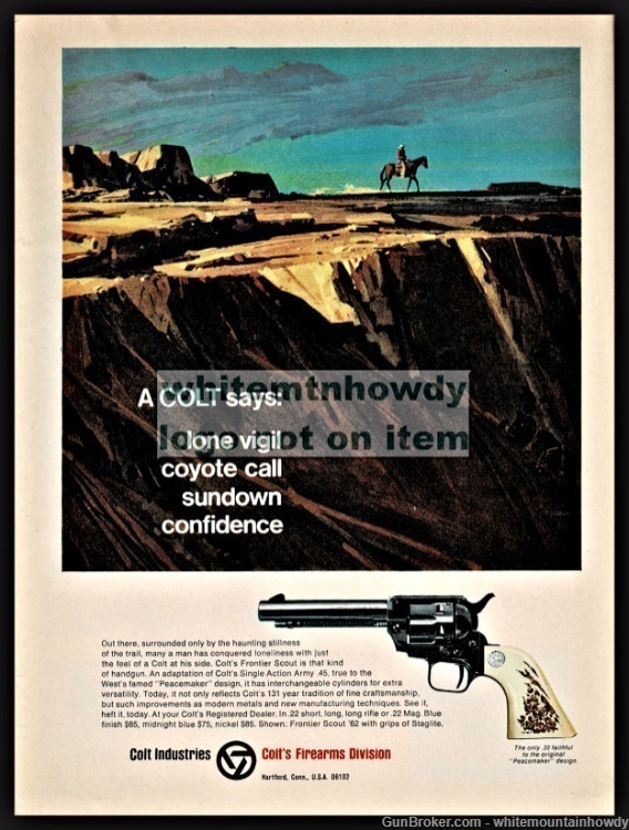 1967 COLT Frontier Scout Single Action Revolver AD Cowboy at Canyon Rim-img-0
