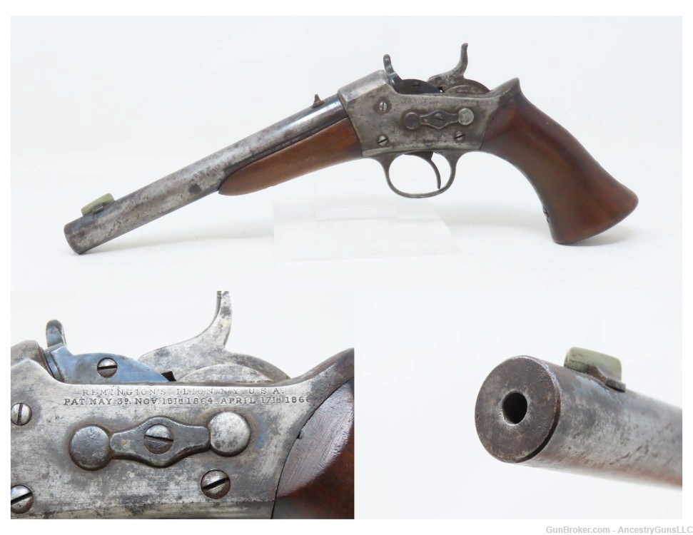 REMINGTON Model 1871 .22 SHORT Rimfire ROLLING BLOCK Pistol RF Army Antique-img-0