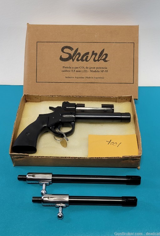 Rare Argentine Shark SP-95 Air Pistol Gun in Box+ 2 Barrels & Provenance-img-0