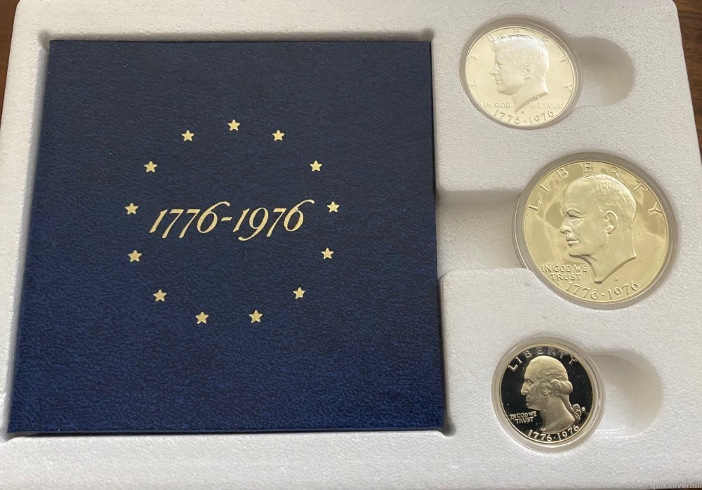 Gorgeous 1976 Bicentennial Silver Proof Coin Set Dollar Half Dollar Quarter-img-0