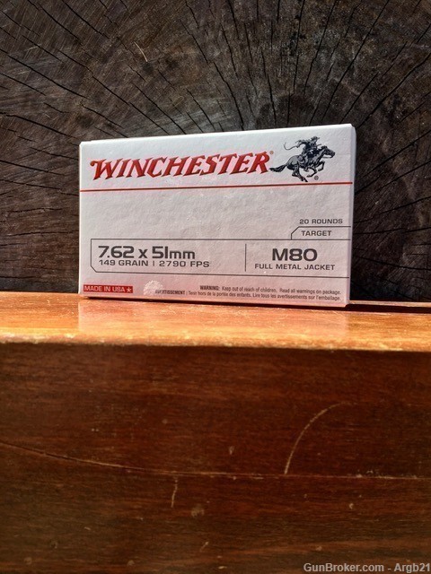Winchester 7.62x51 FMJ 149Gr. 20 Rounds No CC Fee-img-0