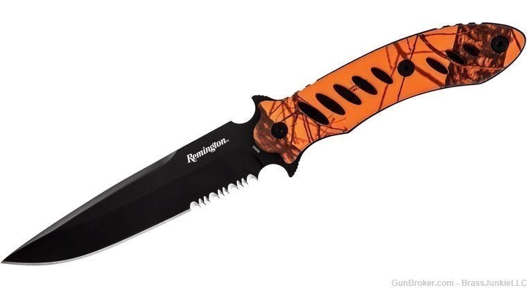 Remington FAST Fixed Blade Knife 5.4 BLACK OXIDE PARTIALLY SERRATED BLAZE -img-0