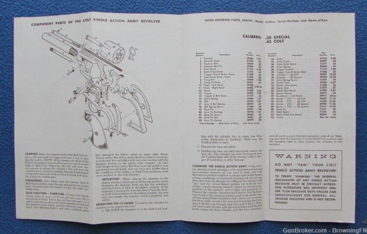 Vintage Colt Single Action Army Owners Instruction Manual Model -img-2