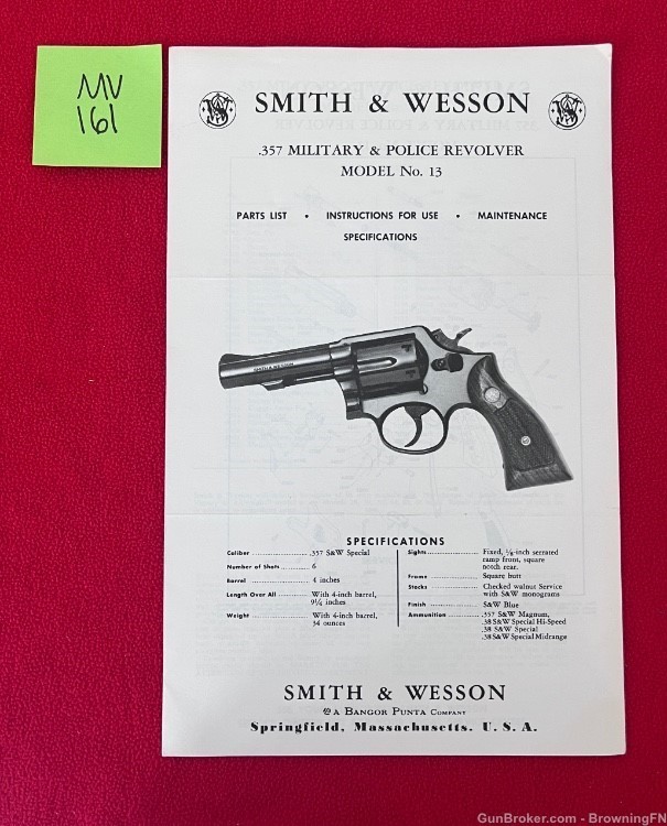 Vintage Smith & Wesson S&W Model 52 Owners Instruction Manual Model -img-0