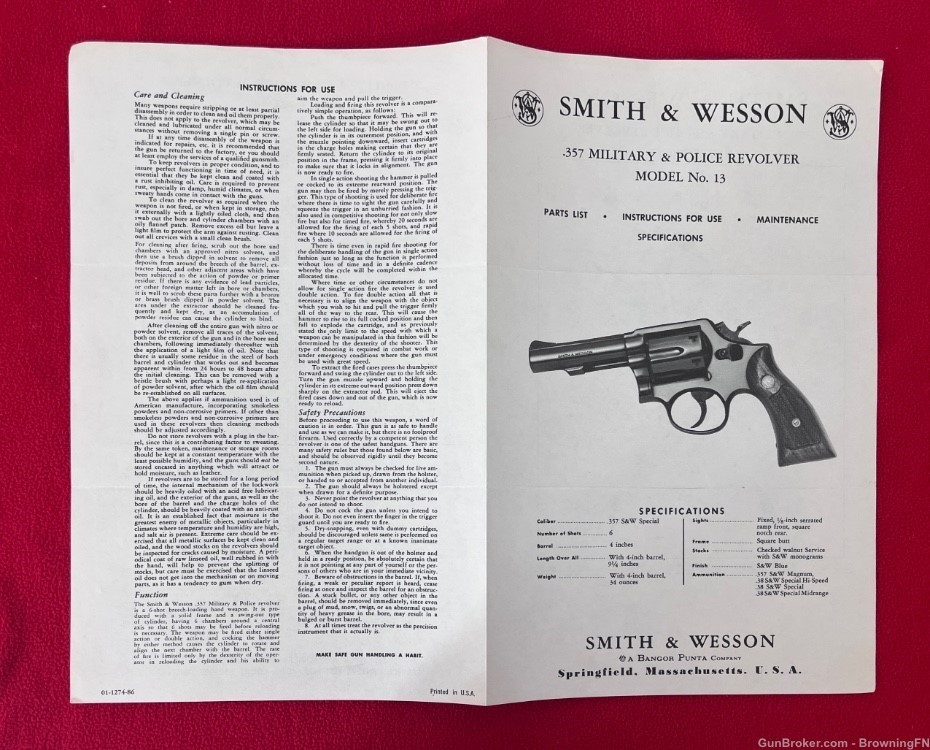 Vintage Smith & Wesson S&W Model 52 Owners Instruction Manual Model -img-2