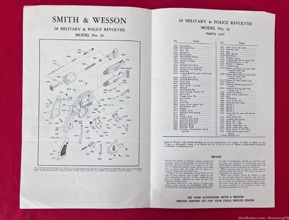 Vintage Smith & Wesson Model 10 Owners Instruction Manual S&W .38 M&P-img-1