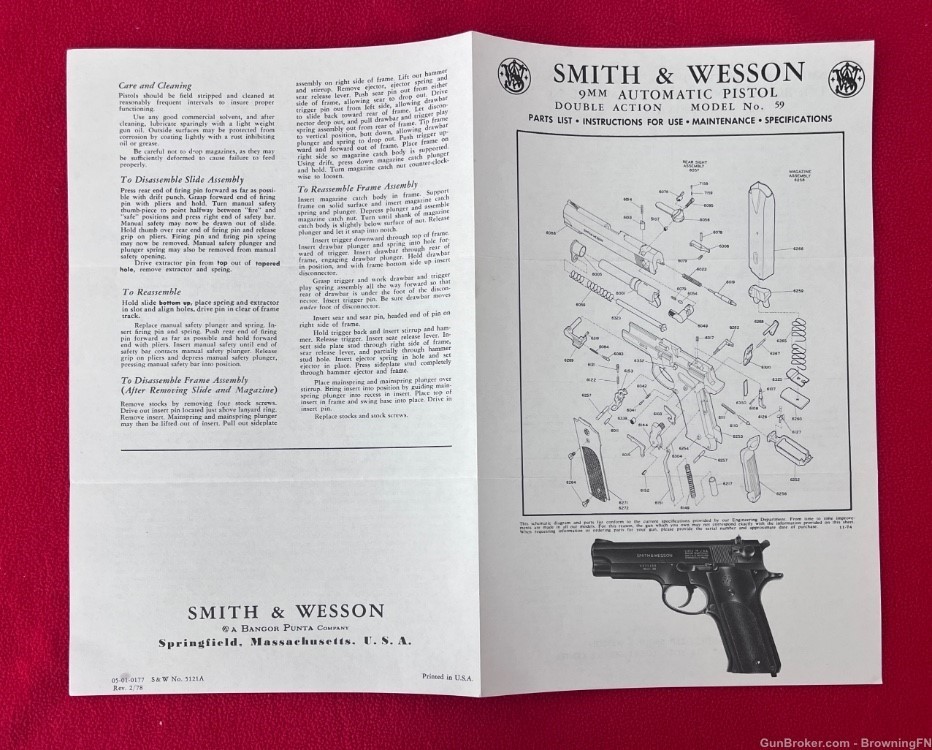 Vintage Smith & Wesson S&W Model 59 Owners Instruction Manual 9mm-img-2