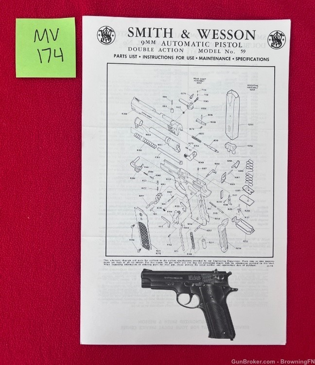 Vintage Smith & Wesson S&W Model 59 Owners Instruction Manual 9mm-img-0