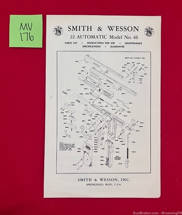 Vintage Smith & Wesson S&W Model 46 Owners Instruction Manual Model -img-0