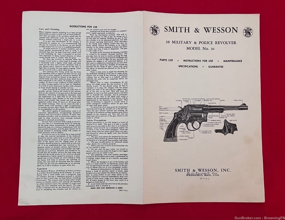 Vintage Smith & Wesson S&W Model 10 Owners Instruction Manual .38 M&P-img-2