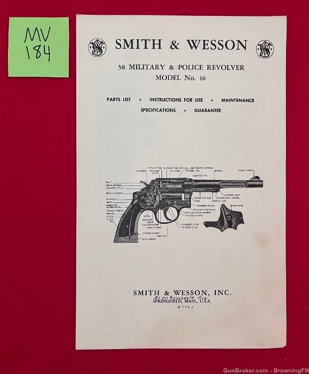 Vintage Smith & Wesson S&W Model 10 Owners Instruction Manual .38 M&P-img-0