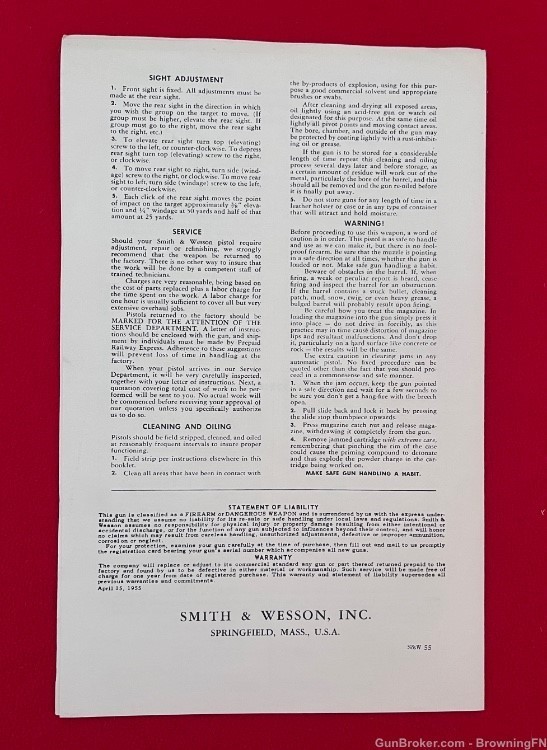 Vintage Smith & Wesson S&W Model 41 Owners Instruction Manual .22 Target-img-3
