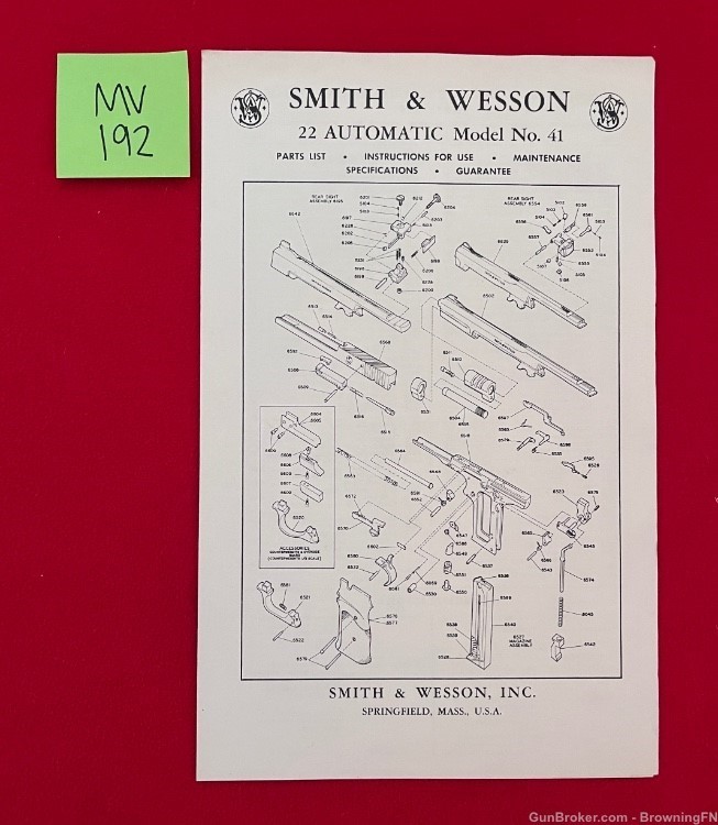 Vintage Smith & Wesson S&W Model 41 Owners Instruction Manual .22 Target-img-0