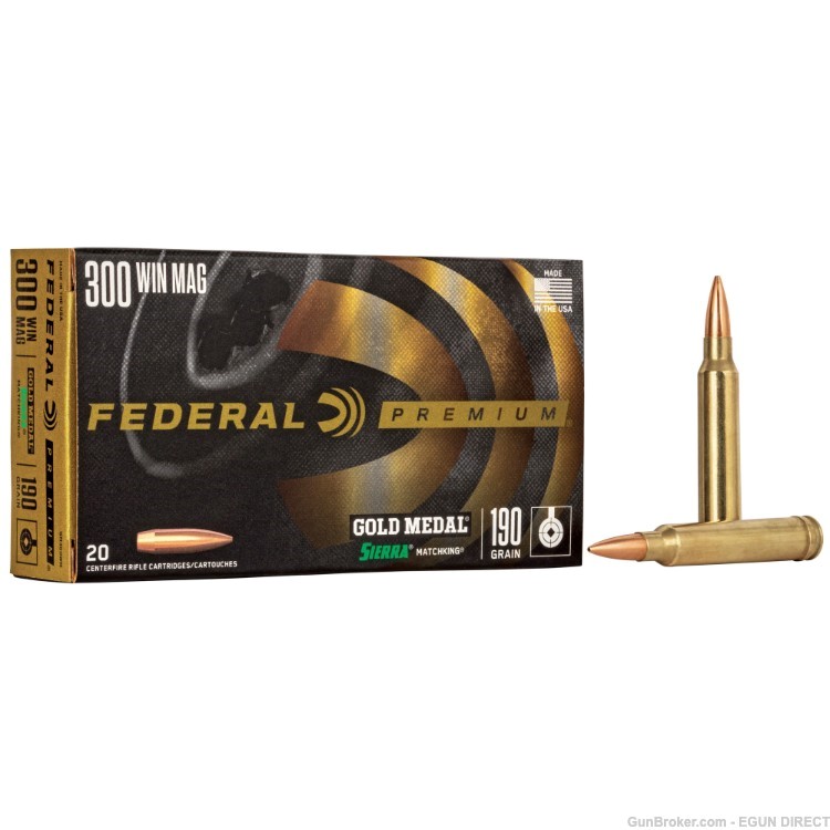 Federal Gold Medal 300 Winchester Magnum 190gr Boat Tail Hollow Point - 20r-img-0