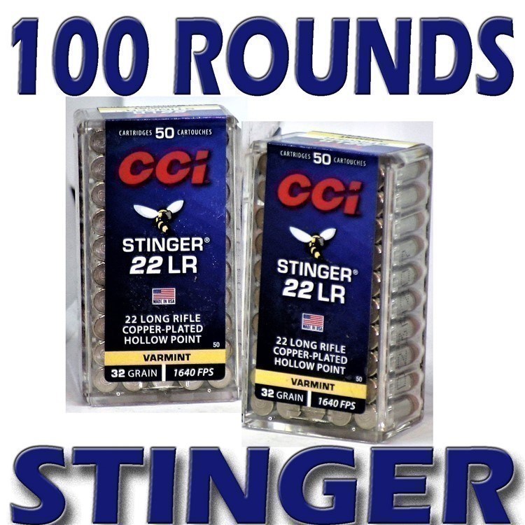 CCI 22 LR STINGER 0050 32Gr Stinger Copper Plated HP 1640 fps 22lr 100 RDS-img-0