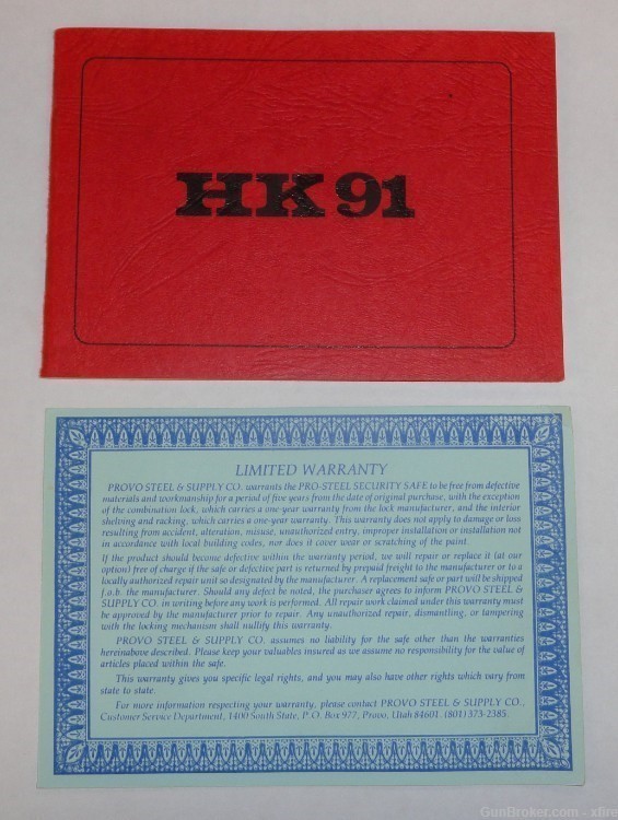 H&K 91 Factory Manual w/ Fold Out Schematic-img-0