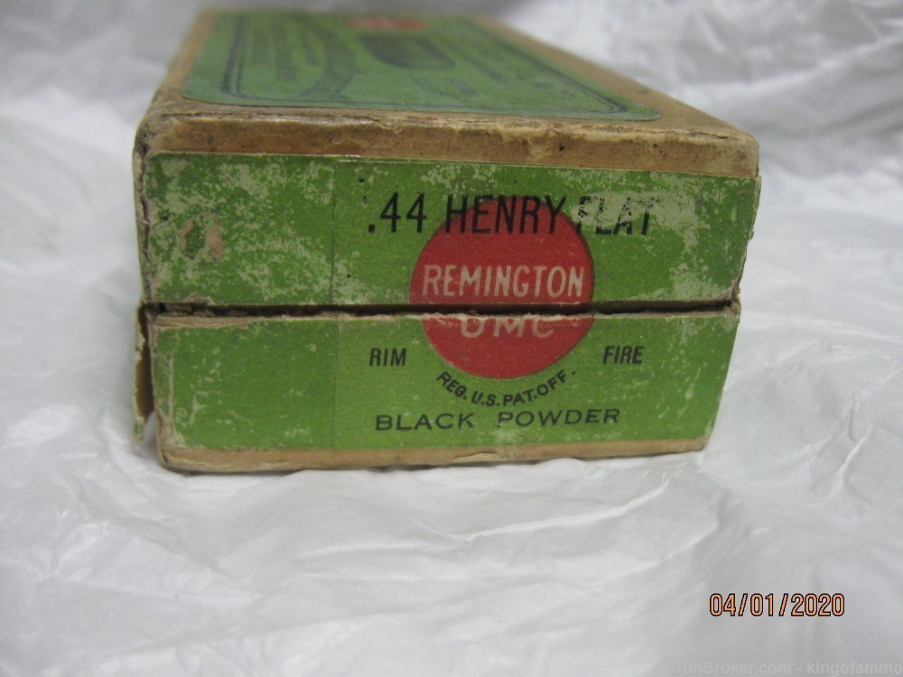 Very Original Full Bx 44 Henry Flat Rem-UMC Ammo Excellent Rare Collectible-img-2