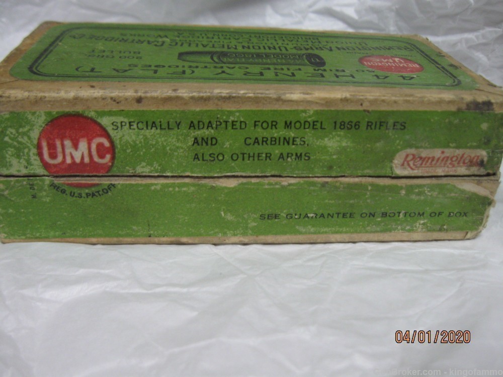 Very Original Full Bx 44 Henry Flat Rem-UMC Ammo Excellent Rare Collectible-img-1
