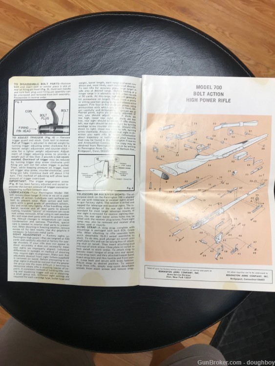 Remington 700 Owner's Manual / Guide 1970's Instructions Varmint-img-1