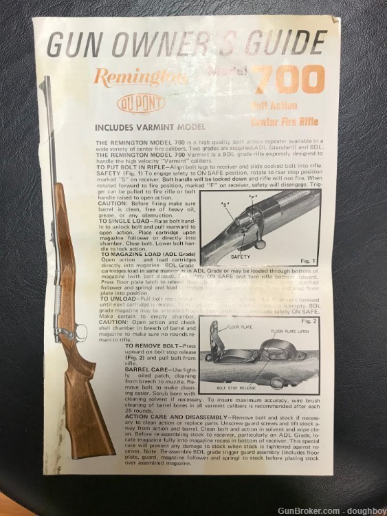 Remington 700 Owner's Manual / Guide 1970's Instructions Varmint-img-0