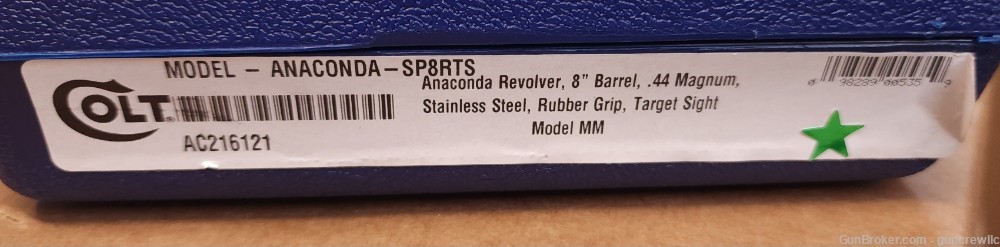 Colt Anaconda SP8RTS Stainless SS 8" 44Mag 44 Mag 6 shot New Layaway-img-14