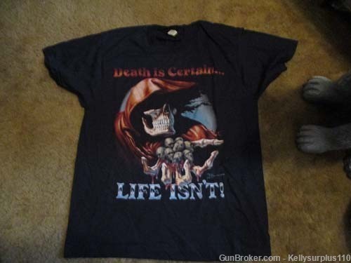 Death is Certain Life Isn't T-Shirt - Size L-img-0