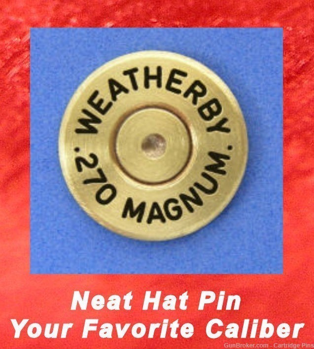 Weatherby 270 Magnum Brass Hat Pin Tie Tack Ammo Bullet-img-0