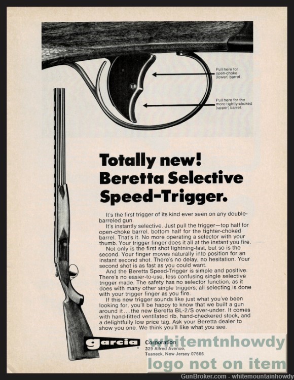1974 BERETTA Double Barrel Shotgun Speed Trigger PRINT AD-img-0