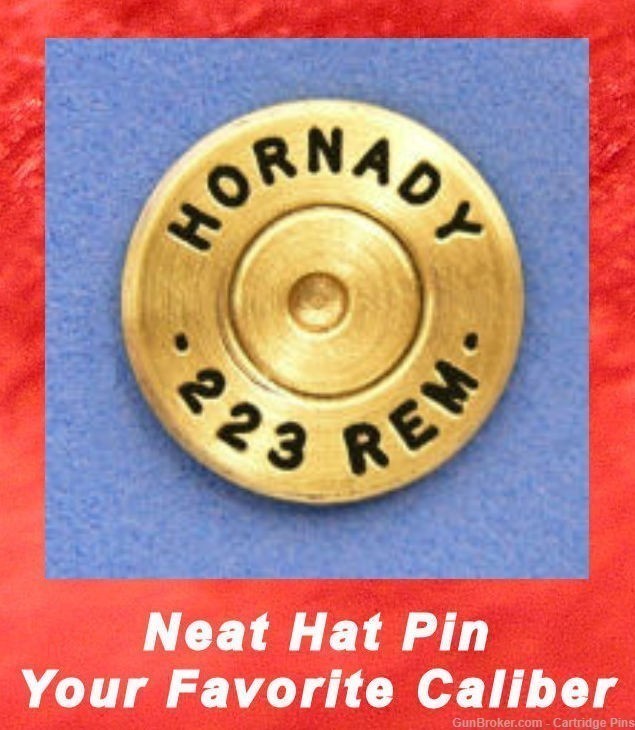 Hornady 223 REM AR-15 Cartridge Hat Pin Tie Tac Ammo Bullet-img-0