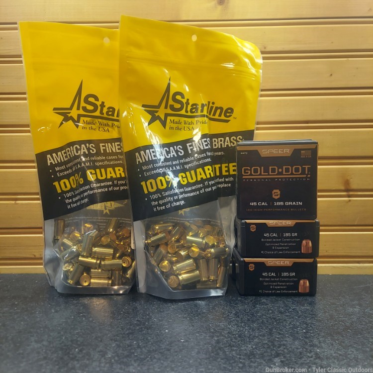 45 ACP Starline Brass 200ct Speer Gold Dot 185g 300 Count-img-0