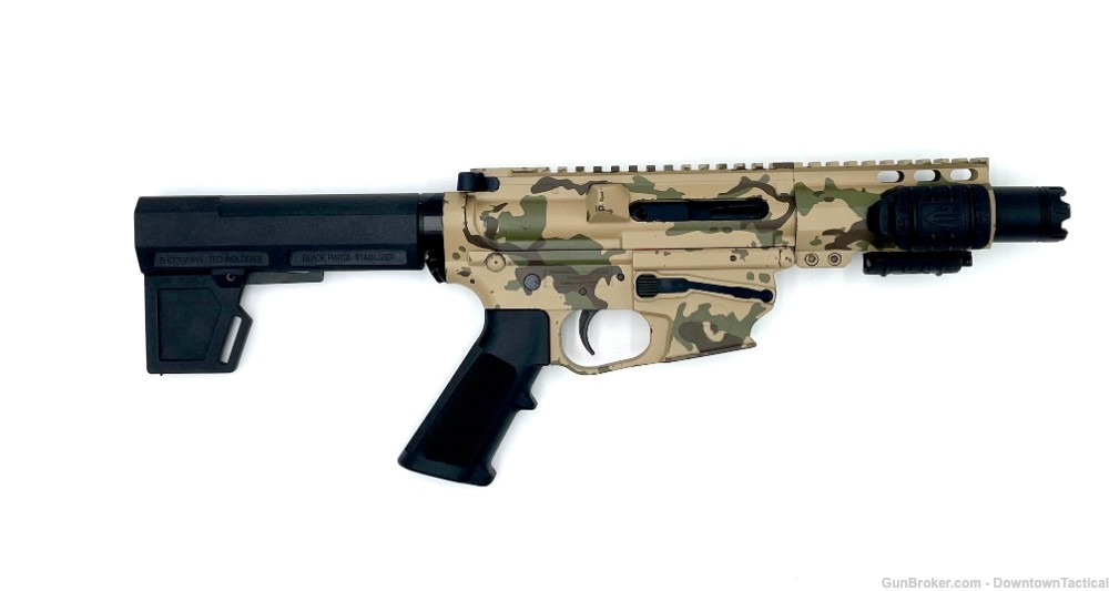 Tennessee Arms 9mm pistol, camo cerekote, collapsable stock-img-0