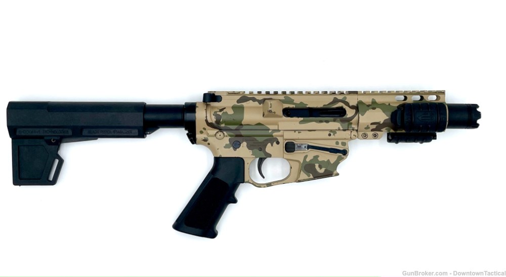 Tennessee Arms 9mm pistol, camo cerekote, collapsable stock-img-1