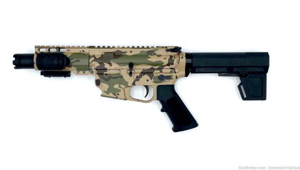 Tennessee Arms 9mm pistol, camo cerekote, collapsable stock-img-2