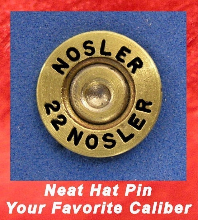 Nosler  22 NOSLER Brass Cartridge Hat Pin  Tie Tac  Ammo Bullet-img-0