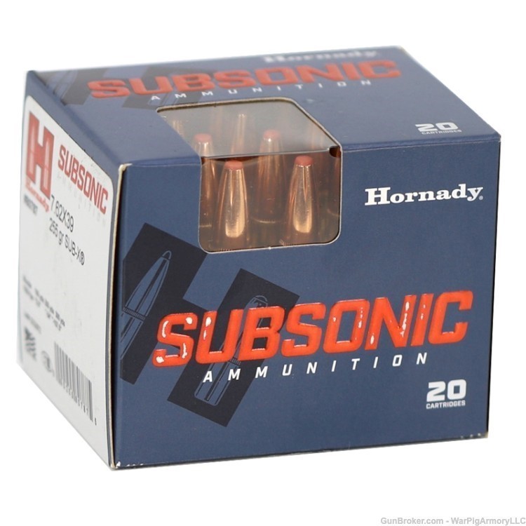 Hornady - 7.62x39 subsonic 255 grain Sub-X 20 Rounds No CC Fees !-img-0
