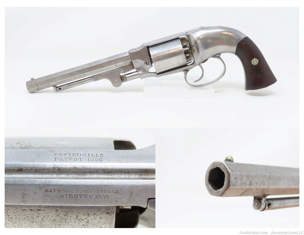 CIVIL WAR Antique U.S. RAYMOND & ROBITAILLE Pettengill .44 ARMY Revolver   -img-0
