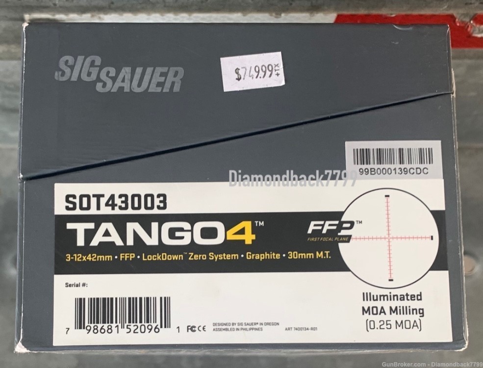SIG SAUER 3-12x42 TANGO4 Rifle Scope Graphite 30mm Ill. Reticle-img-4