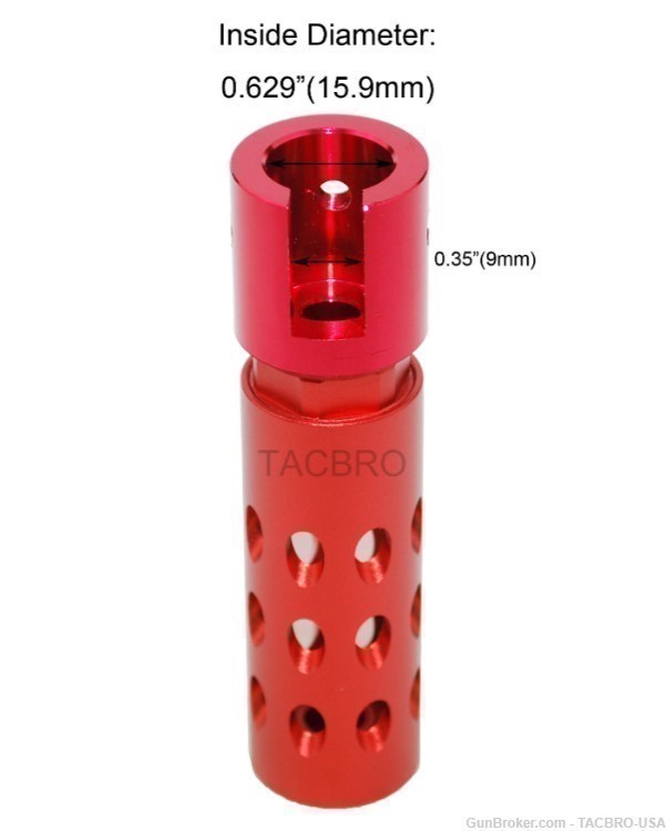 TACBRO Red Ruger 1022 Muzzle Brake Compensator For .22 Non-Threaded 10/22-img-2