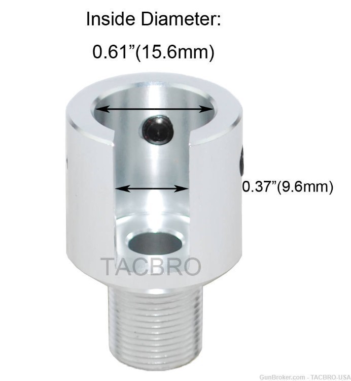 TACBRO Ruger .22 Single Action Revolver Muzzle Adapter 1/2"x28 TPI - Silver-img-2