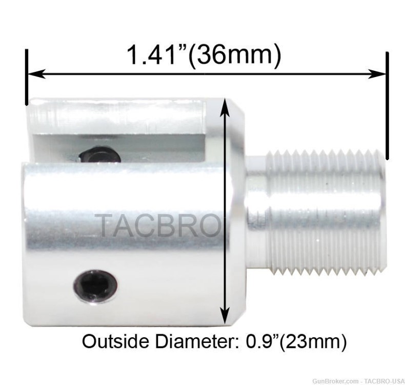 TACBRO Ruger .22 Single Action Revolver Muzzle Adapter 1/2"x28 TPI - Silver-img-3