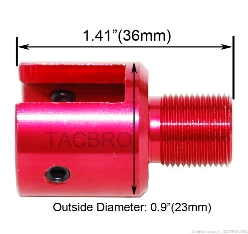 TACBRO Ruger .22 Single Action Revolver Muzzle Adapter 1/2"x28 TPI - Red-img-2
