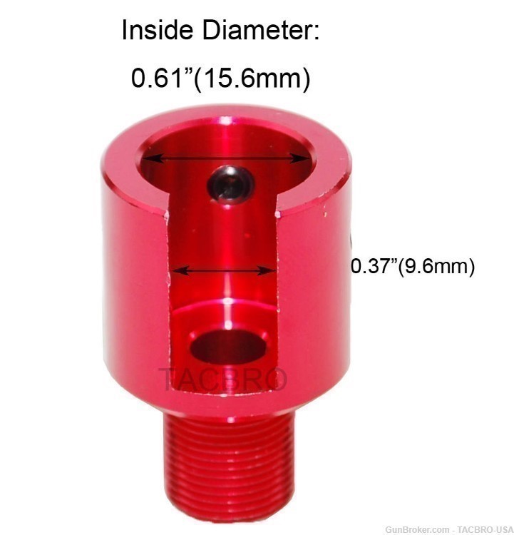 TACBRO Ruger .22 Single Action Revolver Muzzle Adapter 1/2"x28 TPI - Red-img-1