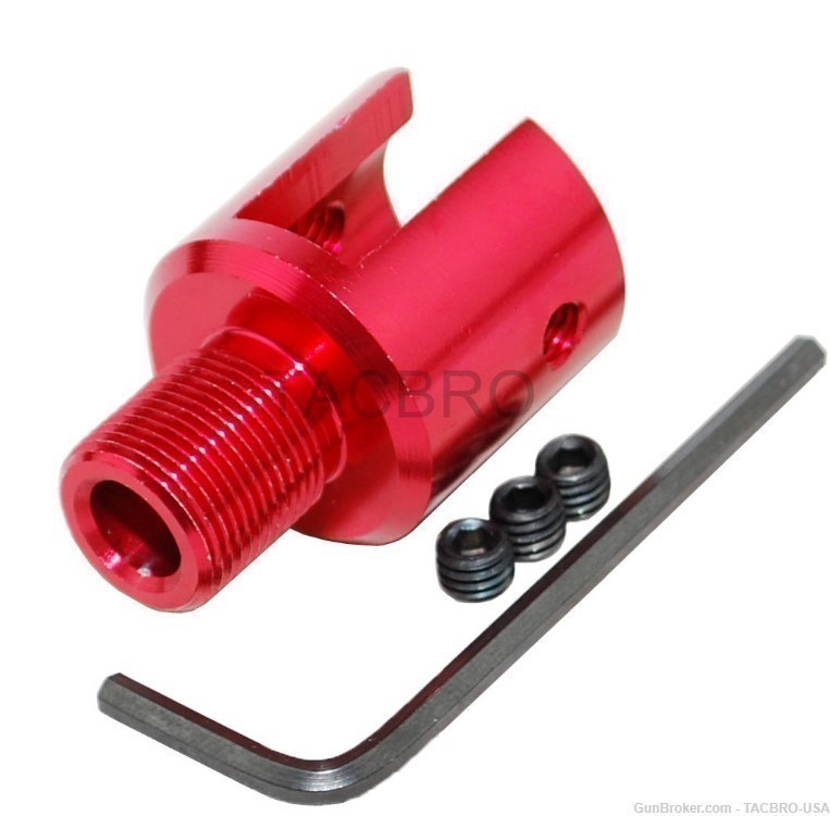TACBRO Ruger .22 Single Action Revolver Muzzle Adapter 1/2"x28 TPI - Red-img-0