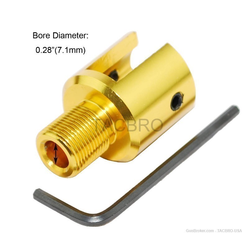 TACBRO Ruger .22 Single Action Revolver Muzzle Adapter 1/2"x28 TPI - Gold-img-3