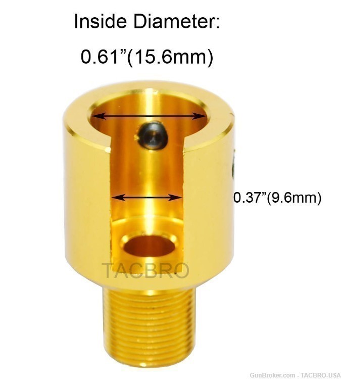 TACBRO Ruger .22 Single Action Revolver Muzzle Adapter 1/2"x28 TPI - Gold-img-1