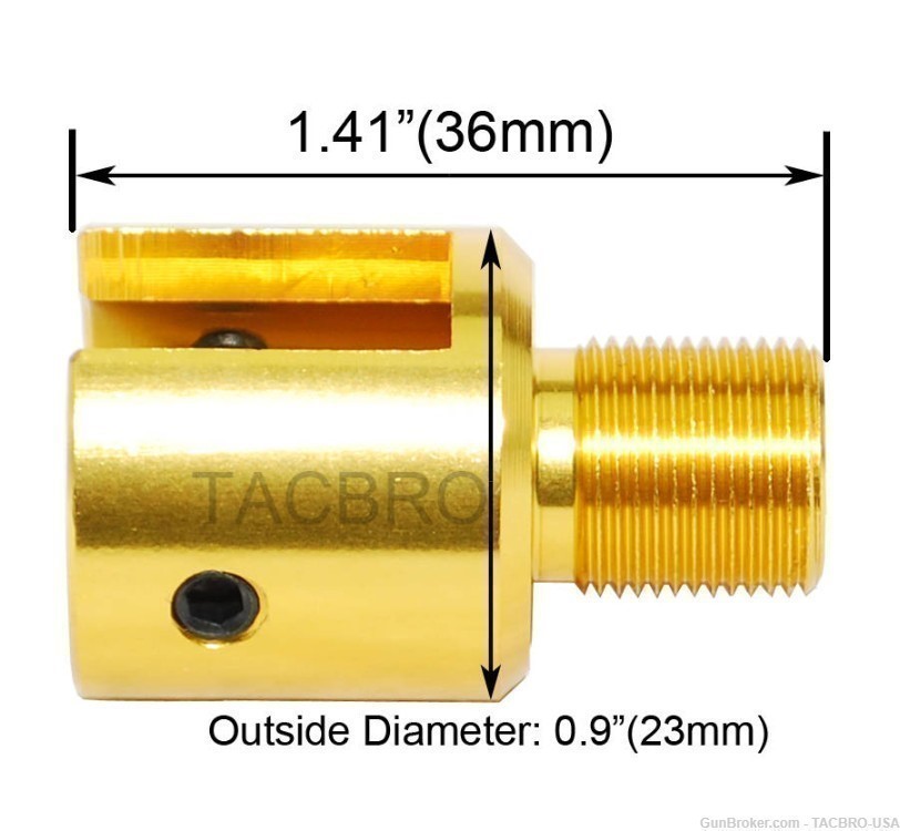 TACBRO Ruger .22 Single Action Revolver Muzzle Adapter 1/2"x28 TPI - Gold-img-2