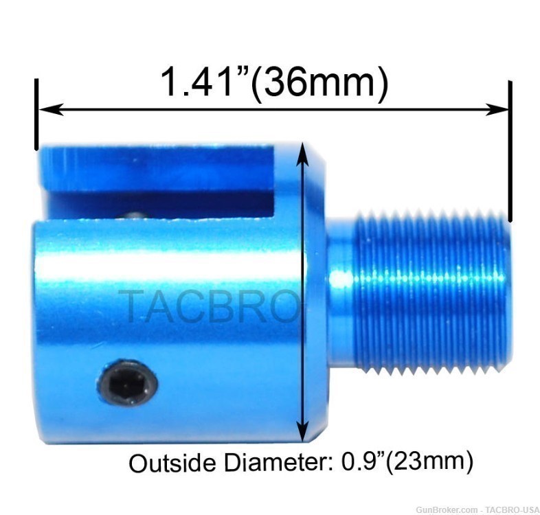 TACBRO Ruger .22 Single Action Revolver Muzzle Adapter 1/2"x28 TPI - Blue-img-2